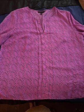 Banana Republic Purple Blouse with Black Dot Print